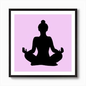 Silhouette Of A Woman Meditating Affiche