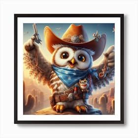 Cowboy Owl, Cowboy Owl, Cowboy Owl, Cowboy Owl, Cowboy Owl, Art Print