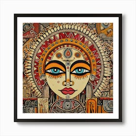 Indian Woman Madhubani Painting Indian Traditional Style Art Print