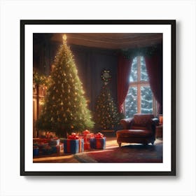 Christmas Tree In The Living Room 32 Art Print