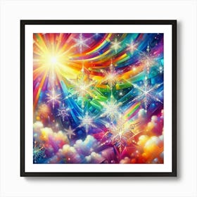 Rainbows And Snowflakes 1 Art Print