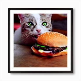 Burger Cat Art Print