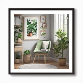 Living Room With Plants Art Print