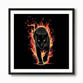 Panther In Flames Art Print