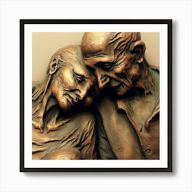 Old Couple Hugging Art Print