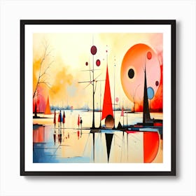 Abstract Painting,Kandinsky abstract winter landscape Art Print