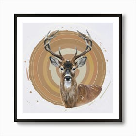 Deer In A Circle 1 Art Print