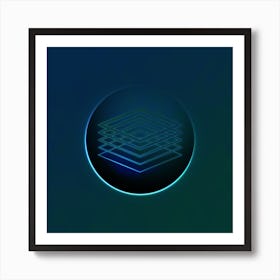 Geometric Neon Glyph on Jewel Tone Triangle Pattern 266 Art Print