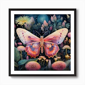 Butterfly In The Night 1 Art Print