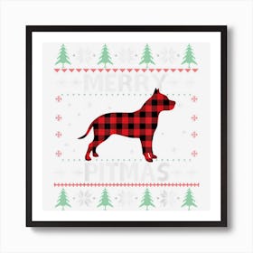 Pitbull Christmas Merry Pitmas Pajama Xmas Dog Lover Ugly Art Print