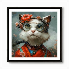 Cat With Glasses 1 Art Print