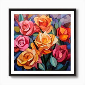 Stained Glass Roses 7 Art Print