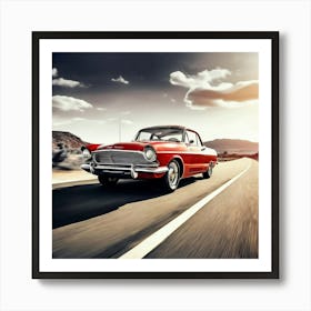 Road Street Fast Transport Speed Auto Wheel Drive Red White Vehicle Car Transportation (5) Art Print