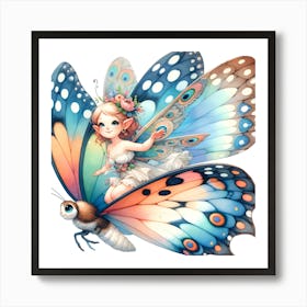 Fairy On A Butterfly Art Print