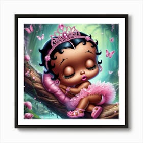 Little Princess Sleeping In A Tree Art Print