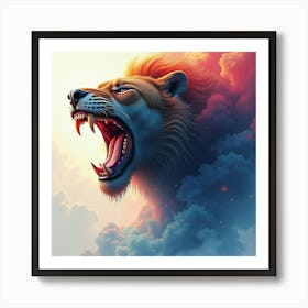 Titan S Roar Echoing In A Colorful Watercolor Storm 1 Art Print