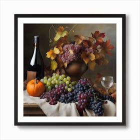 Grapes And Pumpkins Art Print