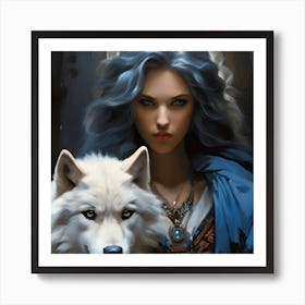 Wolf And Woman 1 Art Print