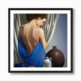 Woman In Blue Art Print