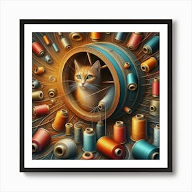 Cat In A Spool Art Print