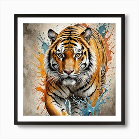 Water Colored Wall Painting Of A Tiger Water Color Spray 32k Resolution 2836453673(1) Art Print