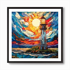 Maraclemente Stained Glass Lighthouse Vibrant Colors Beautiful 1 Art Print