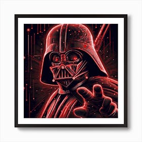 Darth Vader Neon Red Dark Side Star Wars Art Print Art Print
