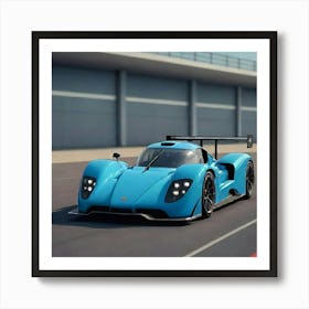 Blue Race Car Art Print