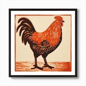 Retro Bird Lithograph Chicken 6 Art Print