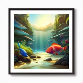 Fishes In The Sea-shine Art Print