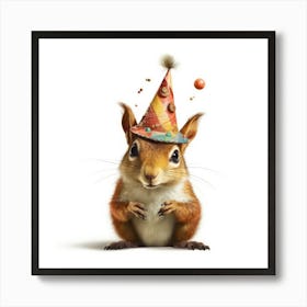 Squirrel In A Party Hat Poster