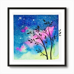 Watercolor Shadow Of Night Grass Art Print