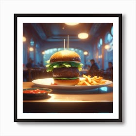 Burger In A Restaurant 21 Art Print