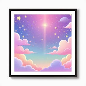Sky With Twinkling Stars In Pastel Colors Square Composition 50 Art Print