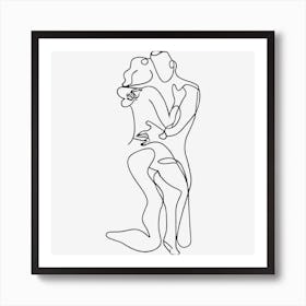 Couple Hugging Line Art Art Print