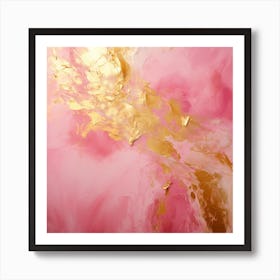 Gold And Pink Abstract Painting Art Print