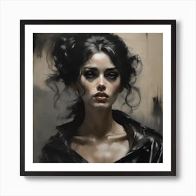 Beautiful Woman Black Scalapendra Beautiful Cinematic Impressionistic Painting Dark Dramatic Char Art Print