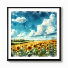 Watercolor Sunflowers Art Print