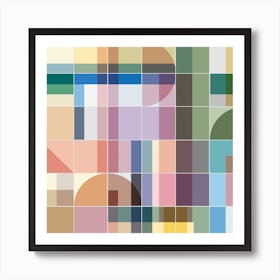 Geometric Colorful Tiles Square Art Print