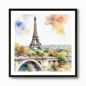 Eiffel Tower Watercolor Art Print