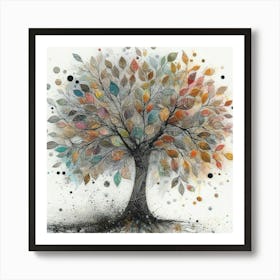 Whispering Hues: The Symphony of a Soulful Tree 1 Art Print