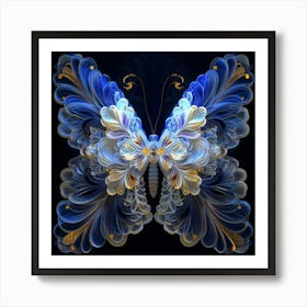 Blue And Gold Butterfly Art Print