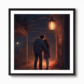 Couple hugging Art Print