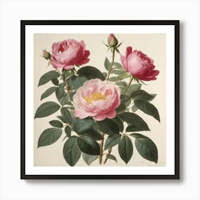 Roses flower plants painting art print 2 Art Print