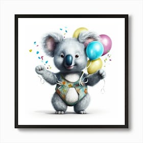 Koala With Balloons 2 Art Print