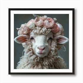 Sheep In A Flower Crown Art Print