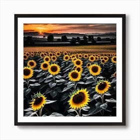 Sunflowers At Sunset 5 Art Print