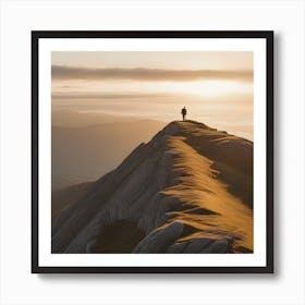 Person Standing On Top Of Mountain Poster