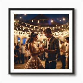 Couple Dancing At A Wedding Art Print