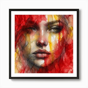 Young Lady In Red Art Print